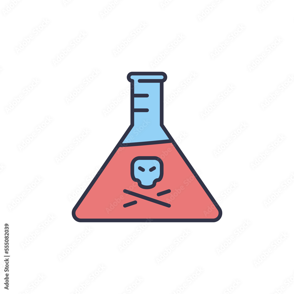 Toxic Chemistry Flask with Skull vector Chemistry concept colored icon Toxic Chemistry Flask with Skull vector Chemistry concept colored icon
