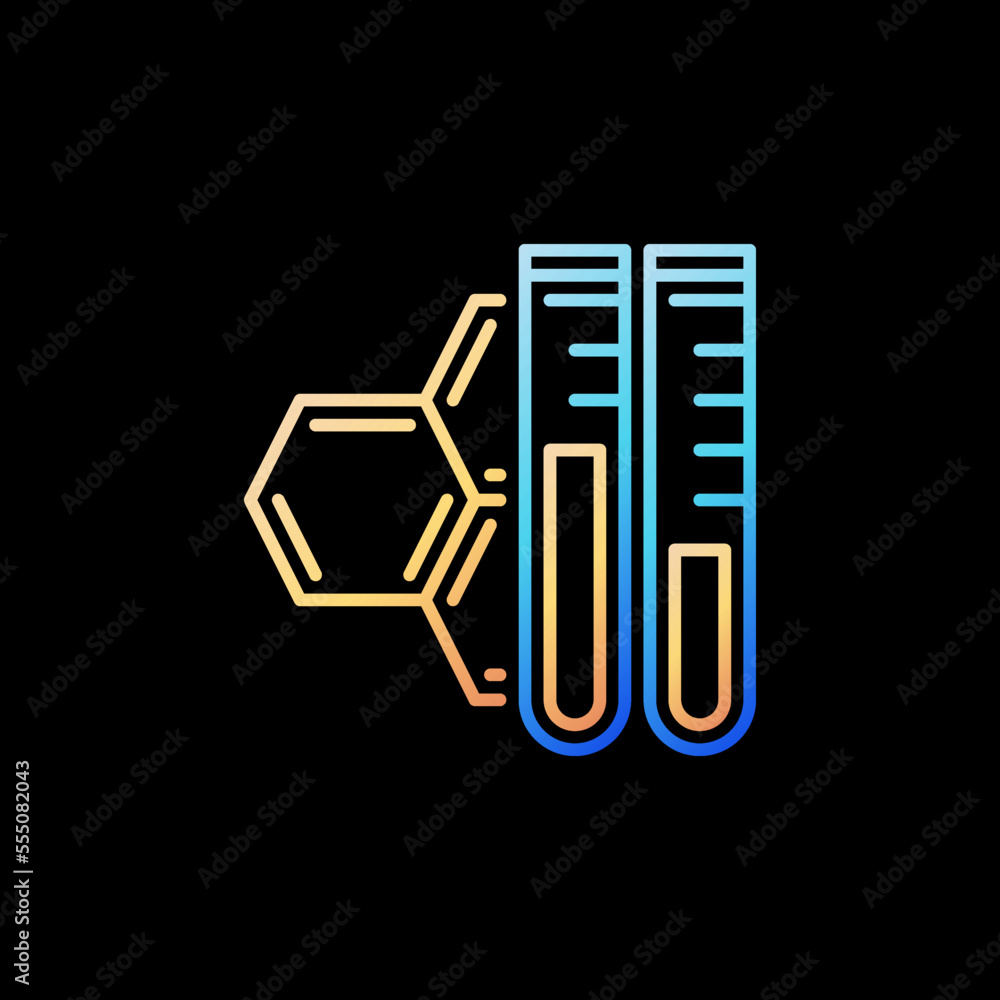 Two Test Tubes and Chemical Compound vector Biomedicine colorful line icon Two Test Tubes and Chemical Compound vector Biomedicine colorful line icon