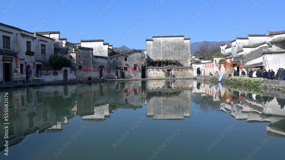 Time lapse Hongcun. A village in the historical Huizhou region of southern Anhui Province, China, near the southwest slope of Mount Huangshan Time lapse Hongcun. A village in the historical Huizhou region of southern Anhui Province, China, near the southwest slope of Mount Huangshan