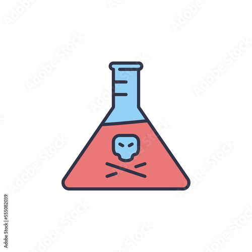 Toxic Chemistry Flask with Skull vector Chemistry concept colored icon
