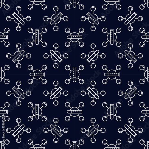 Vector outline Seamless Pattern with Test Tubes and Chemical Formula