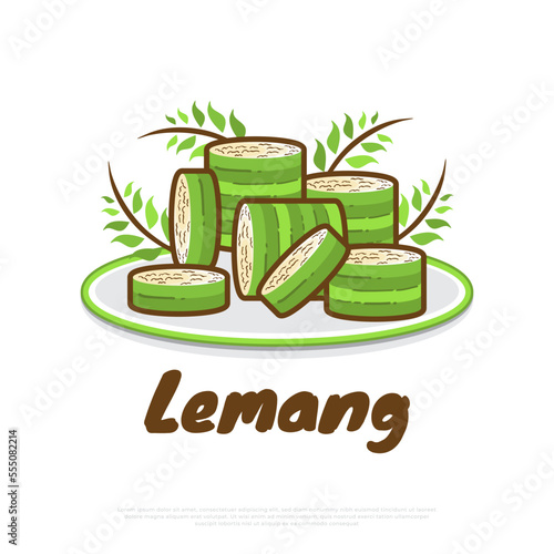 Illustration of Lemang or Glutinous Rice Wrapped in Bamboo Sticks. Asian Food Vector Illustration