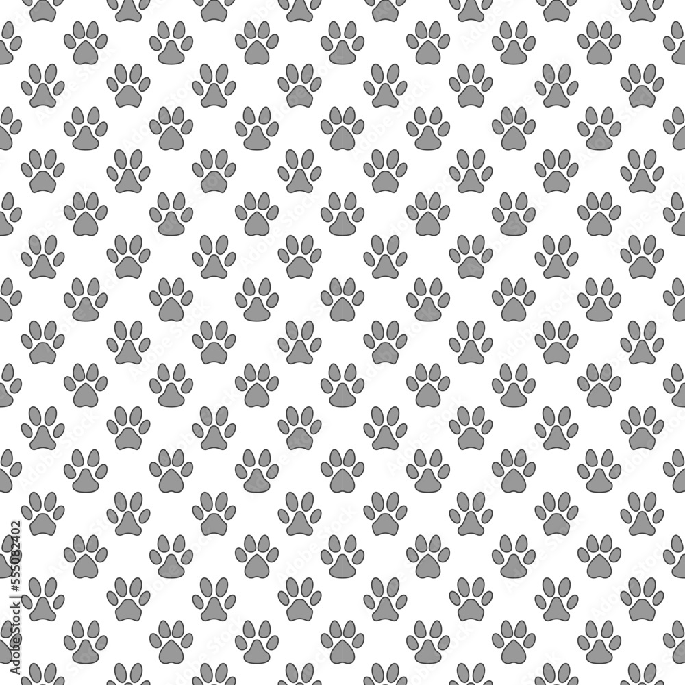 Dog Paw Footprints vector concept geometric seamless pattern