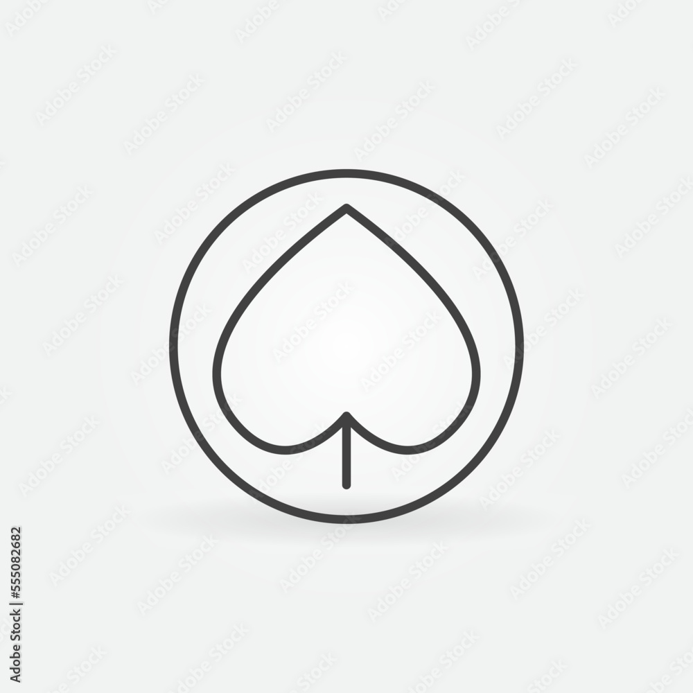 Spades Playing Card Suit vector concept round thin line icon Spades Playing Card Suit vector concept round thin line icon