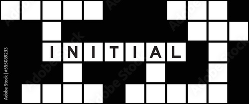 Alphabet letter in word initial on crossword puzzle background