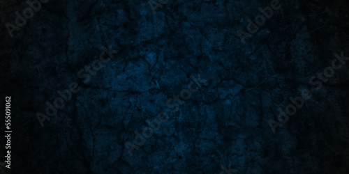 Dark black and blue stone concrete grunge wall texture and backdrop background anthracite panorama. Panorama dark black or blue slate background or texture.	
