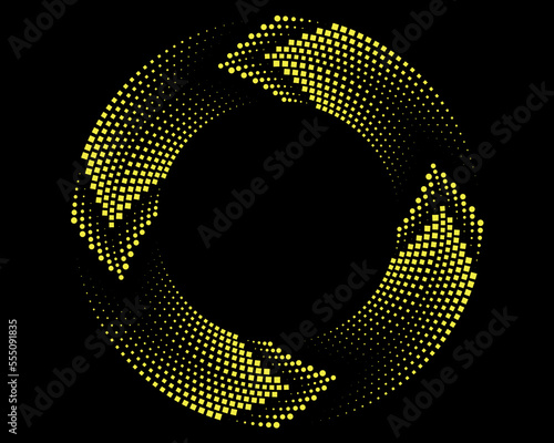 Abstract yellow lines in spiral form. Geometric art. Design element. Digital image with a psychedelic stripes.Design element for prints, web, template