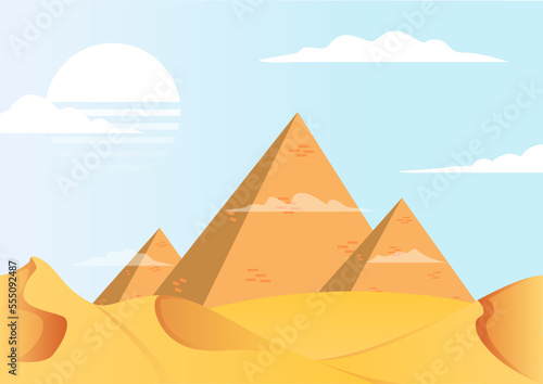 Vivid Pyramid Desert Landscape Flat Design