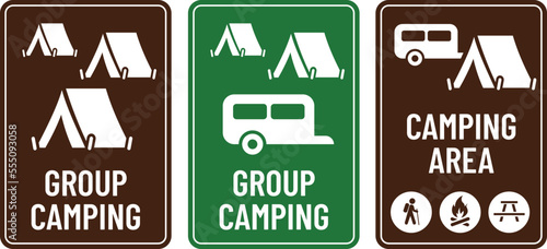 Camping area print ready sign vector, yes camping, caravan and camping sign vector