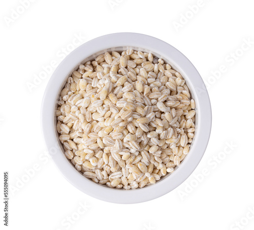 Heap of pearl barley in a bowl isolated on transparent png