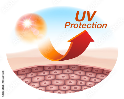 Protects the skin to the cellular level with UV protection from the sun. Advertisements for cosmetics, sunscreen lotions, serums and skin creams. Realistic vector file.
