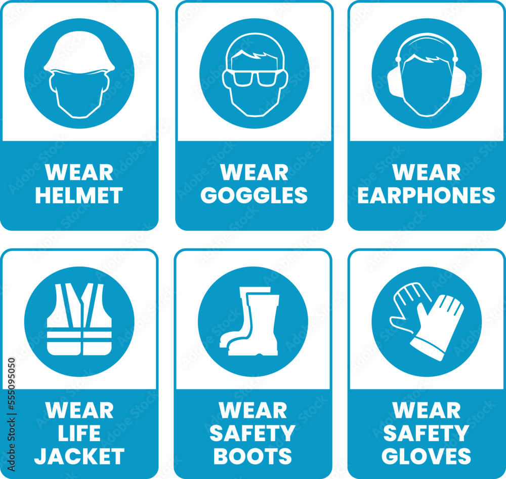 Wear safety equipments print ready sign vector Wear safety equipments print ready sign vector