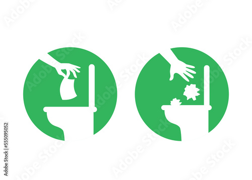 Do not throw paper to the toilet, closet sign vector, water soluble vector