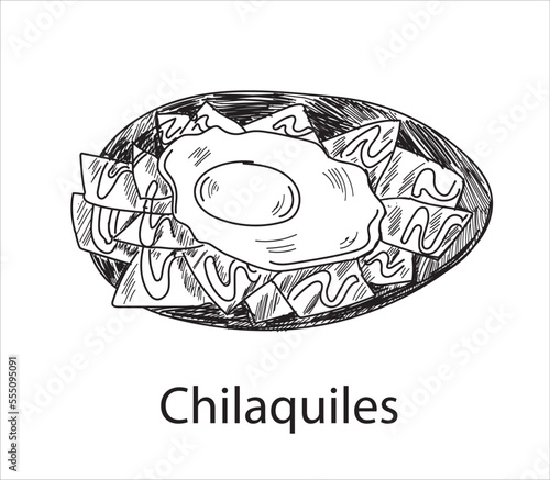 Chilaquiles mexican food vector. Best Mexican Dishes. Latin american food illustration.