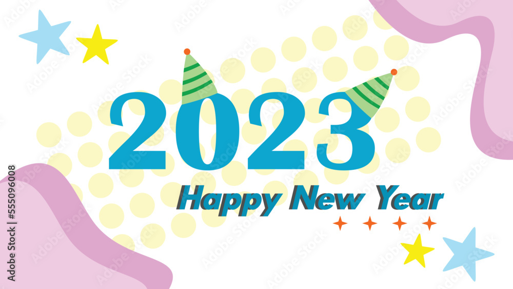Happy new year template design, vector and illustration. Greeting for new year 2023.