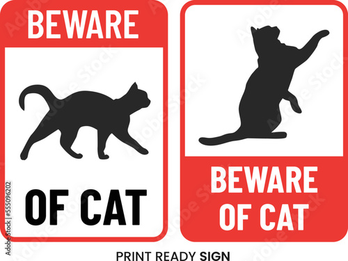 Beware of cats, danger cat funny print ready sign vector
