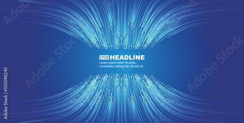 Blue lines of technology stretching symmetrically into the distance