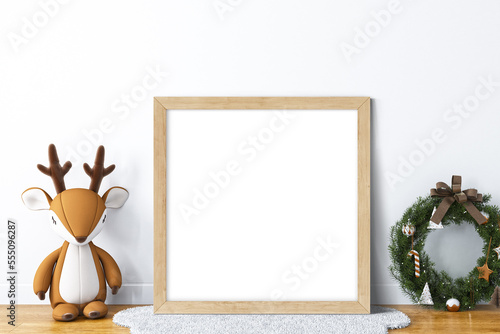 wooden frame mockup christmas