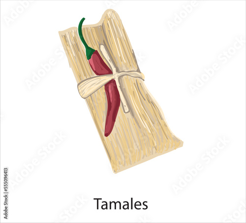 Tamales mexican food vector. Best Mexican Dishes. Latin american food illustration.