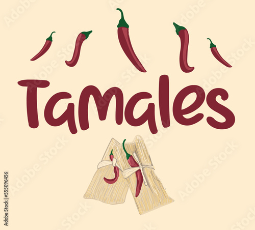Tamales mexican food vector. Best Mexican Dishes. Latin american food illustration.