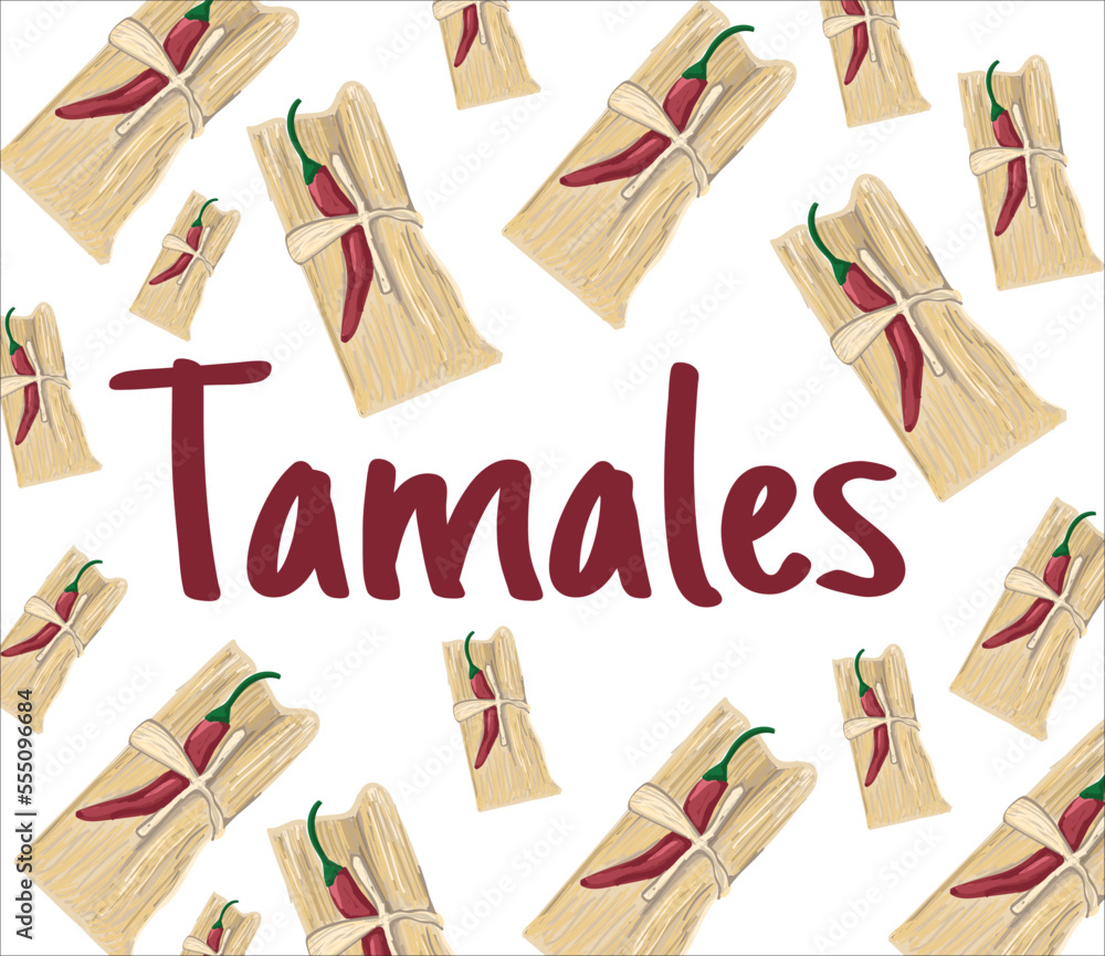 Tamales mexican food vector. Best Mexican Dishes. Latin american food illustration.