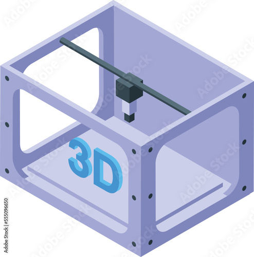 Big 3d printer icon isometric vector. Car industry. Machine model