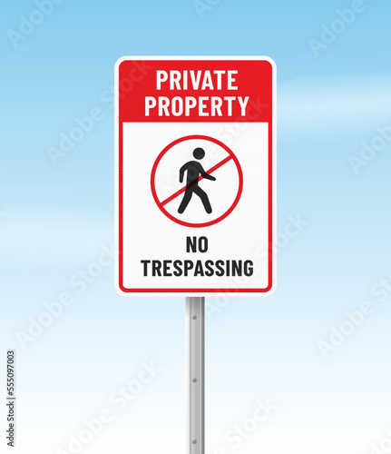 Private property no trespassing realistic sign mockup
