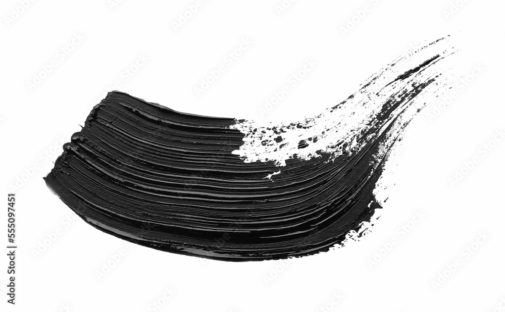 Brushstrokes of black oil paint on white background, top view Brushstrokes of black oil paint on white background, top view