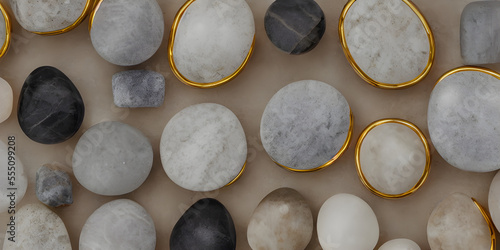 Natural Stones such as marble and granite Gold platted Round, Oval photo