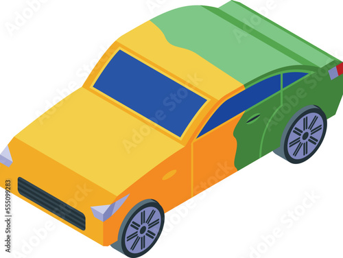 Car yellow paint icon isometric vector. Auto repair. Work painting
