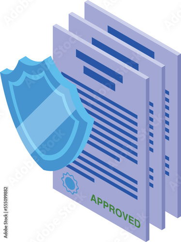 Loan papers icon isometric vector. Credit form. Online deny