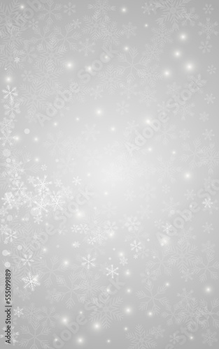White Snow Vector Grey Background. magic Snowfall