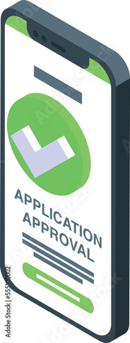 Phone approve icon isometric vector. Document form. Credit control