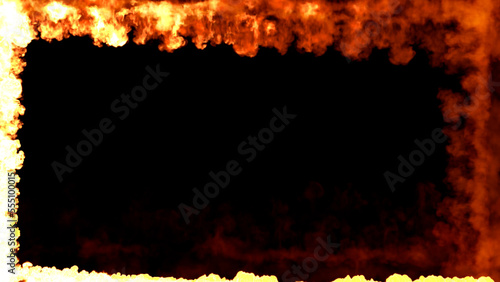 Fototapeta Naklejka Na Ścianę i Meble -  Square burning frame for content of blazing fire trails, isolated - object 3D rendering