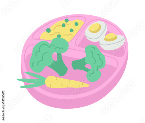 Balanced nutrition flat icon Vegetables and fried eggs