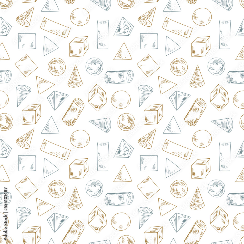 Seamless pattern of Basic Geometric Shapes. Hand Drawn Doodles illustration Seamless pattern of Basic Geometric Shapes. Hand Drawn Doodles illustration