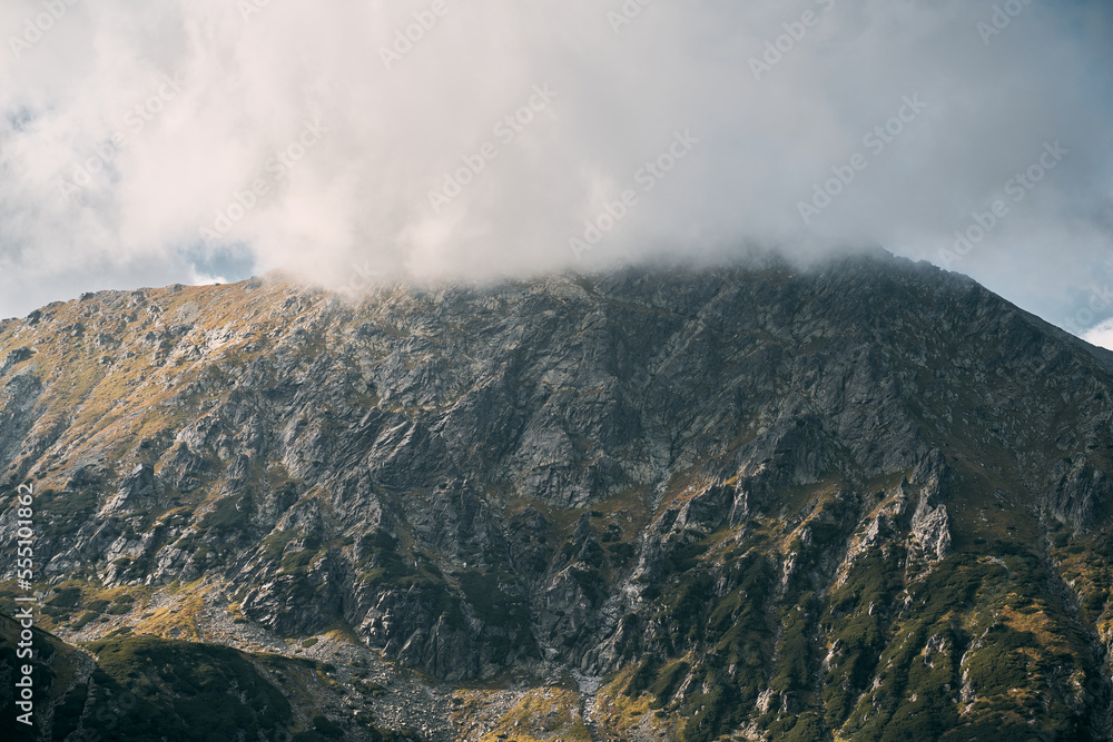 Breathtaking mountain landscape panorama. Beautiful nature of the Polish Tatra Mountains