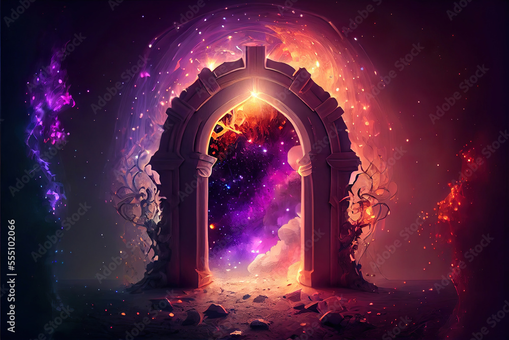 fantasy magical colorful space portal to another dimension, made with  generative ai Stock Illustration