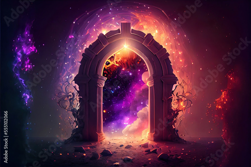 fantasy magical colorful space portal to another dimension  made with generative ai