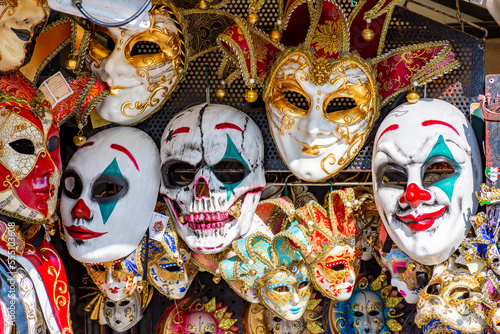 Venetian masks for sale on Venice streets, Italy