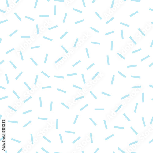 Blue dash confetti seamless vector pattern