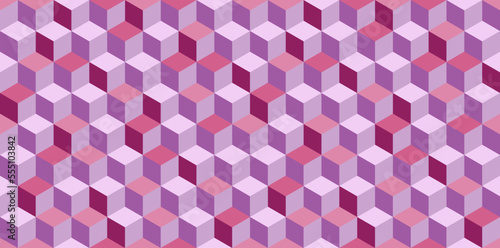 Tile optical illusion - 3D cube violet pattern