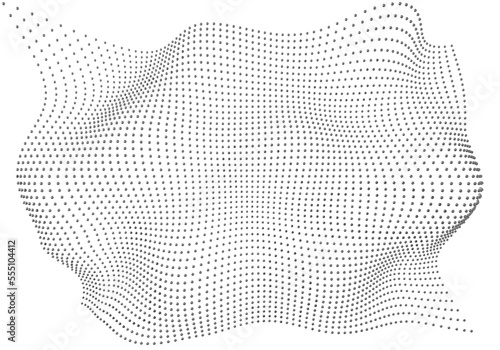 Halftone pattern overlay - 3d abstract shape design element - curved rectangle grid