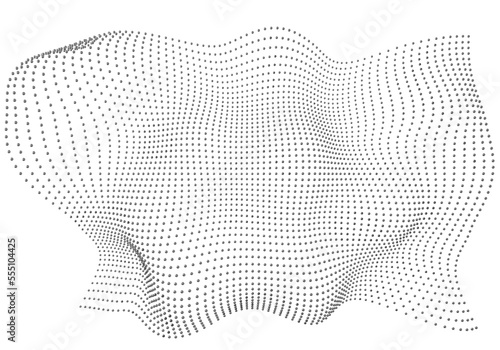 Halftone pattern overlay - 3d abstract shape design element - curved rectangle grid