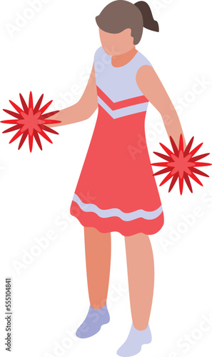 School team cheer icon isometric vector. Pom girl. Football leader