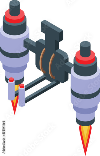 Jetpack icon isometric vector. Fire jet. Future rocket