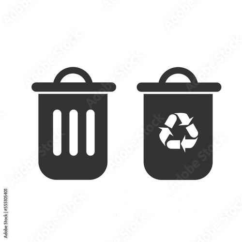 Trash bin icon. Recycling container set background vector ilustration.