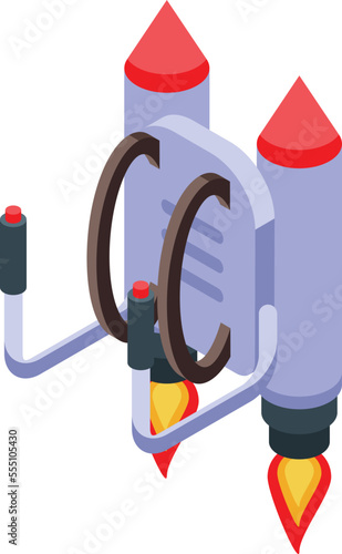 Future jet icon isometric vector. Fire rocket. Space model