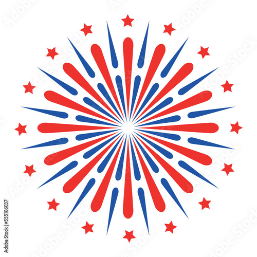 Fireworks sign with stars. Vector illustration isolated on white background