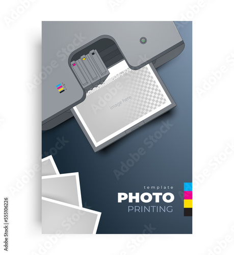 Printing theme printer work photo Cover design template vector